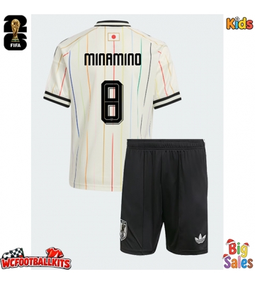 Japan Takumi Minamino #8 Replica Away Stadium Kit for Kids World Cup 2026 Short Sleeve (+ pants)